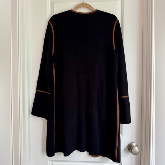 New Chico’s Open Front Cardigan Black Brown Knit Fall Jacket Size 2 (US 12) - Picture 3 of 5